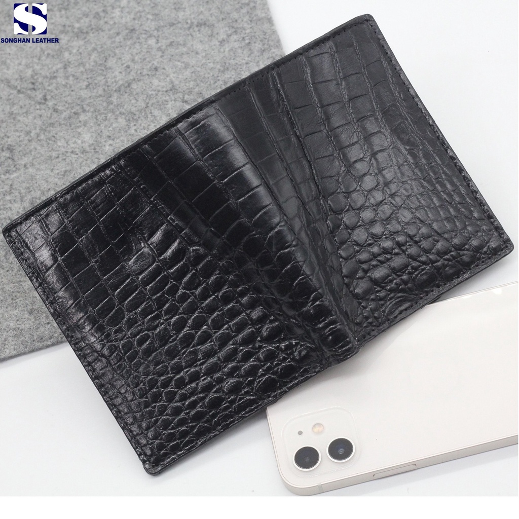 Ví Nam Da Cá Sấu 2 Mặt, Ví Dáng Đứng Da Cá Sấu Thật Songhan Leather WM01 Làm Từ Da Bụng, Bảo Hành 12 Tháng