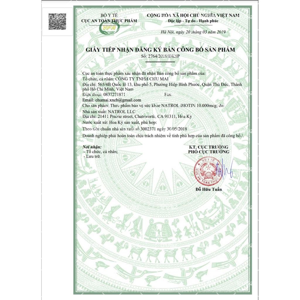 Viên uống ngăn rụng tóc, hỗ trợ mọc tóc [Mỹ] Natrol Biotin Beauty 10,000mcg Maximum Strength Hộp 100 Viên [Chính hãng]