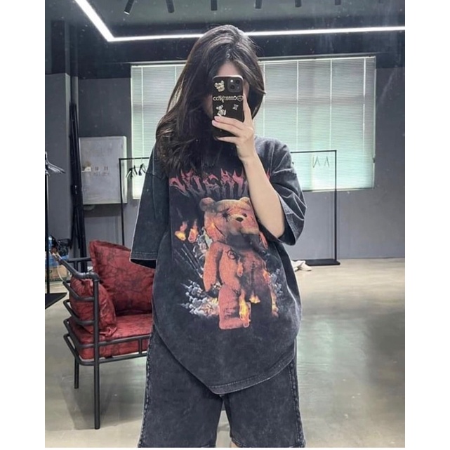 Áo Thun Loang Gấu 5D Unisex Phong Cách Hàn Quốc Nam Nữ Mặc- Áo Phông Tay Lỡ Ulzzang Hot Trend