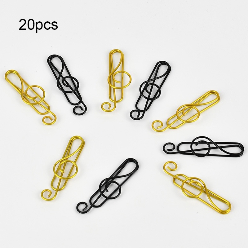 Bộ 20 cái kẹp giấy hình nốt nhạc bằng kim loại