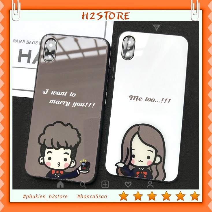 Ốp đôi iphone kính cường lực cầu hôn cho iphone 6 s plus 7 8 plus Xr X s max 11 11 pro max 12 mini 12 pro max se2