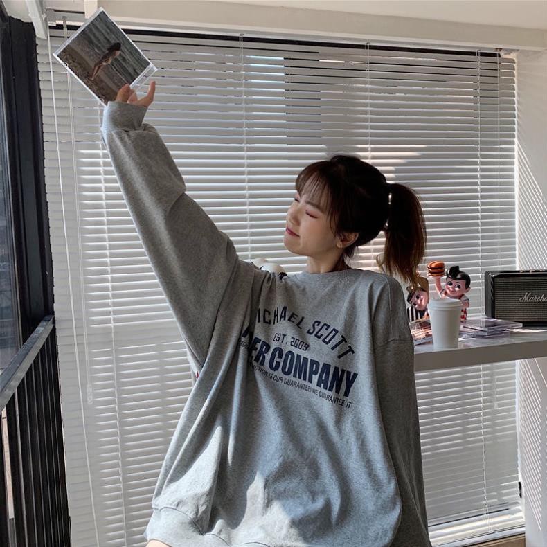 Áo khoác nam nữ thể thao ulzzang Paper company màu xám 🌸 Áo sweater hoodie kiểu dáng thể thao form rộng unisex K33 | BigBuy360 - bigbuy360.vn