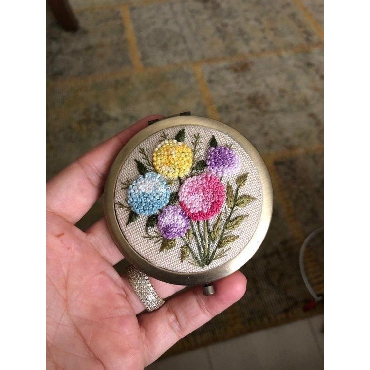 Gương cầm tay Thêu Handmade  - LỘC Homeis