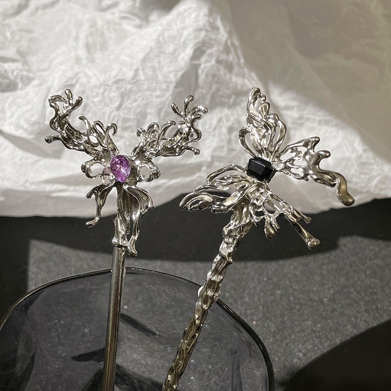 Trâm Cài Tóc Hình Bướm Đính Đá Phong Cách Vintage Cho Nữ