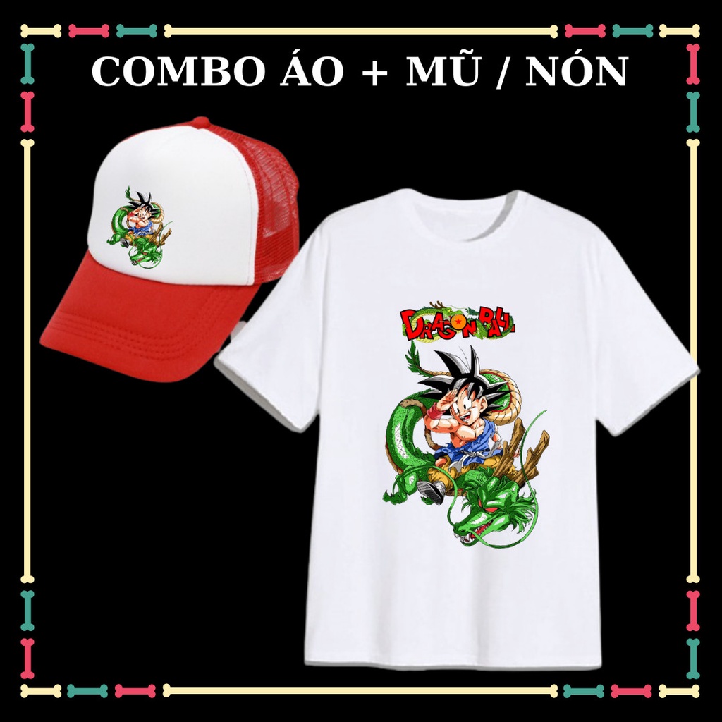 Combo Mũ/Nón-áo Songoku tay ngắn cho trẻ em áo bảy viên ngọc rồng.