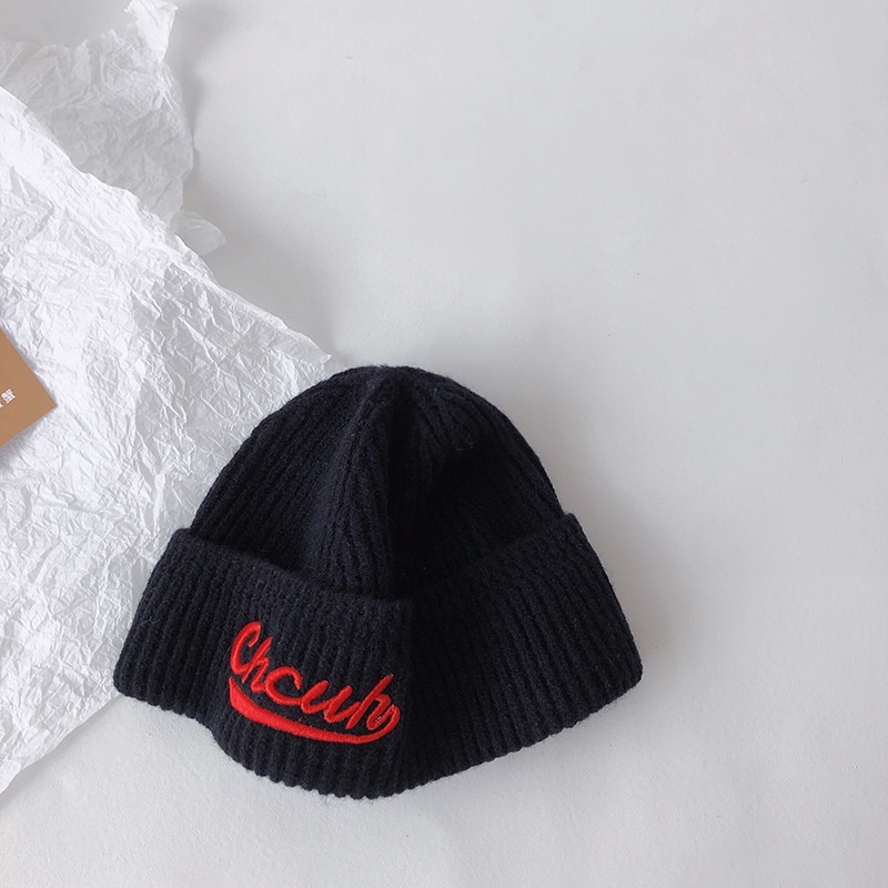 Mũ Beanie Dệt Kim Mềm Mại Thêu Chữ Đơn Giản Giữ Ấm Tai Chống Gió Mùa Thu Đông Cho Bé Trai Và Gái