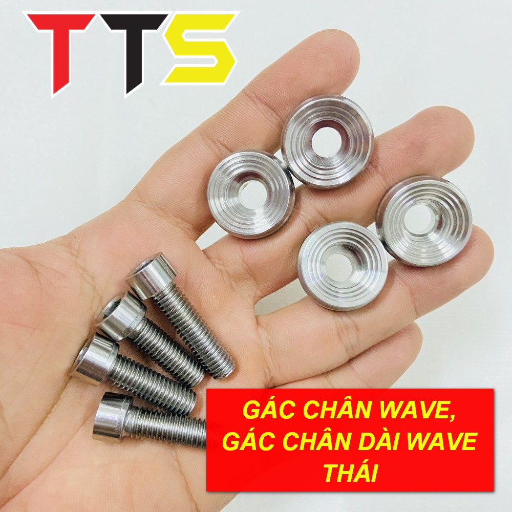 Bộ ốc inox gác chân wave dài, wave thái kèm khâu inox 304 THÁI LAN ( 4 ỐC + 4 KHÂU INOX )