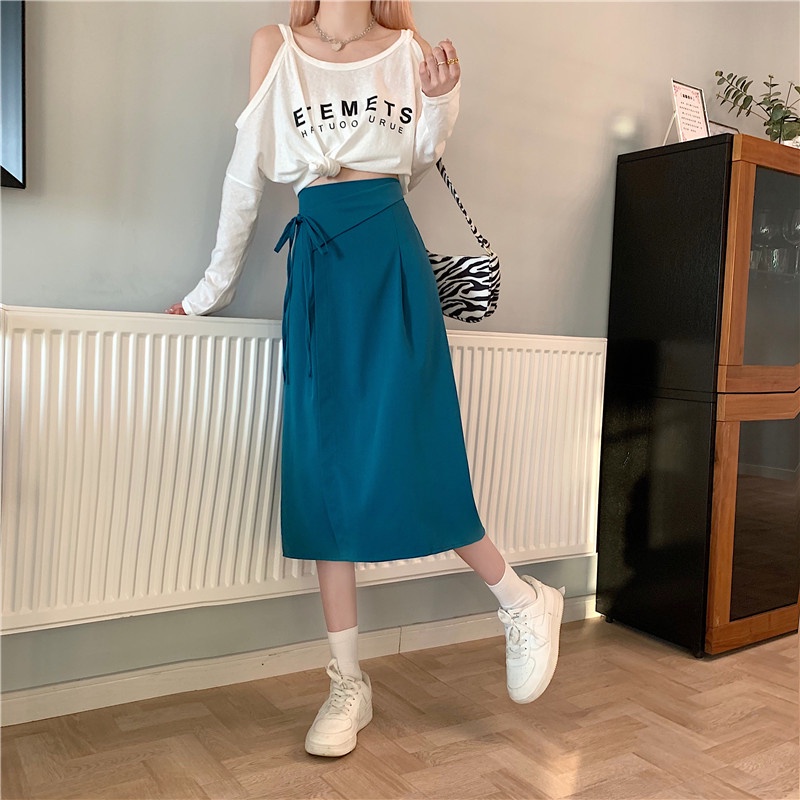 SUXI Chân Váy Midi Lưng Cao Kiểu Vintage Đơn Giản Thời Trang Xuân Hè Cho Nữ