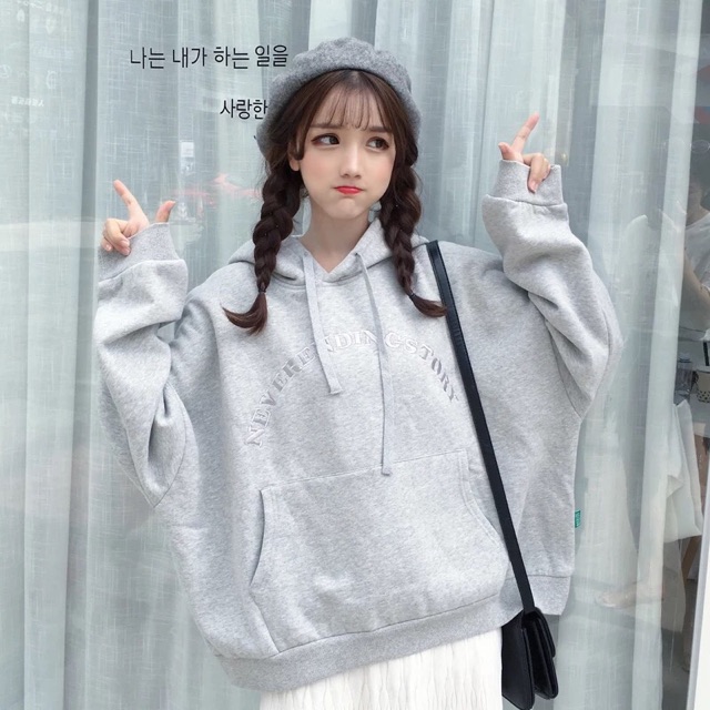 (ORDER-sẵn đen L) Áo hoodie ulzzang nỉ tay dơi never ending story | BigBuy360 - bigbuy360.vn