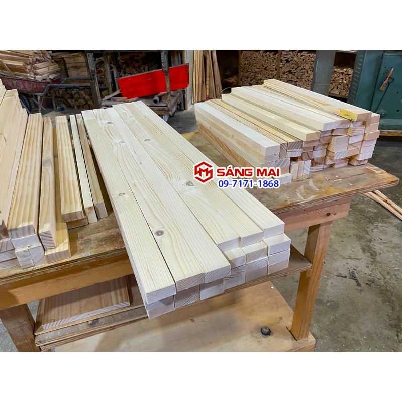[MS12] Thanh gỗ thông 2cm x 4cm x dài 1m + láng mịn 4 mặt