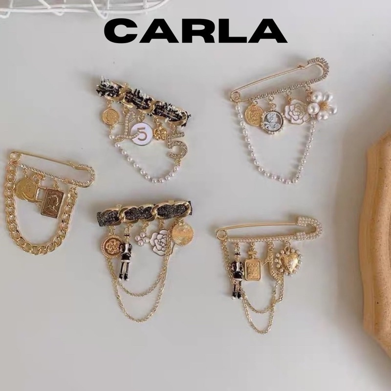 Ghim Cài Áo Quần Nữ Carla Gắn Đá Ngọc Trai Nữ Phong Cách Thanh Lịch