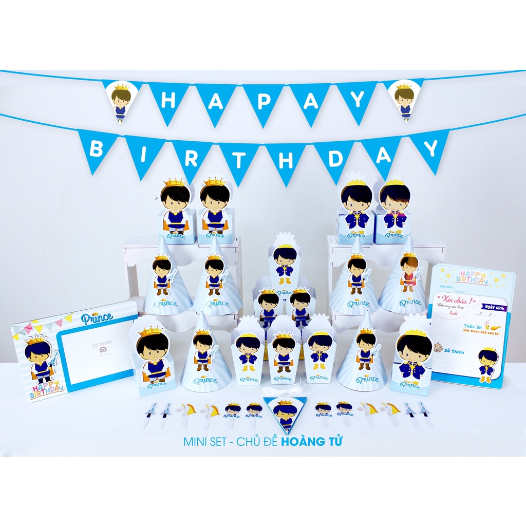 Set giấy Mini trang trí bàn sinh nhật thôi nôi cho bé trai bé gái dễ thương tiện lợi phụ kiện trang trí sinh nhật