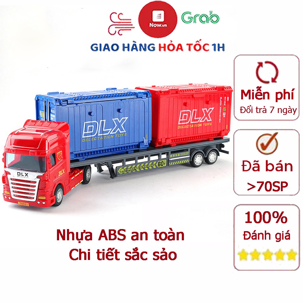 Xe mô hình đồ chơi xe đầu kéo vận chuyển container nhiều màu sắc kích thích thị giác của trẻ, có thể trưng