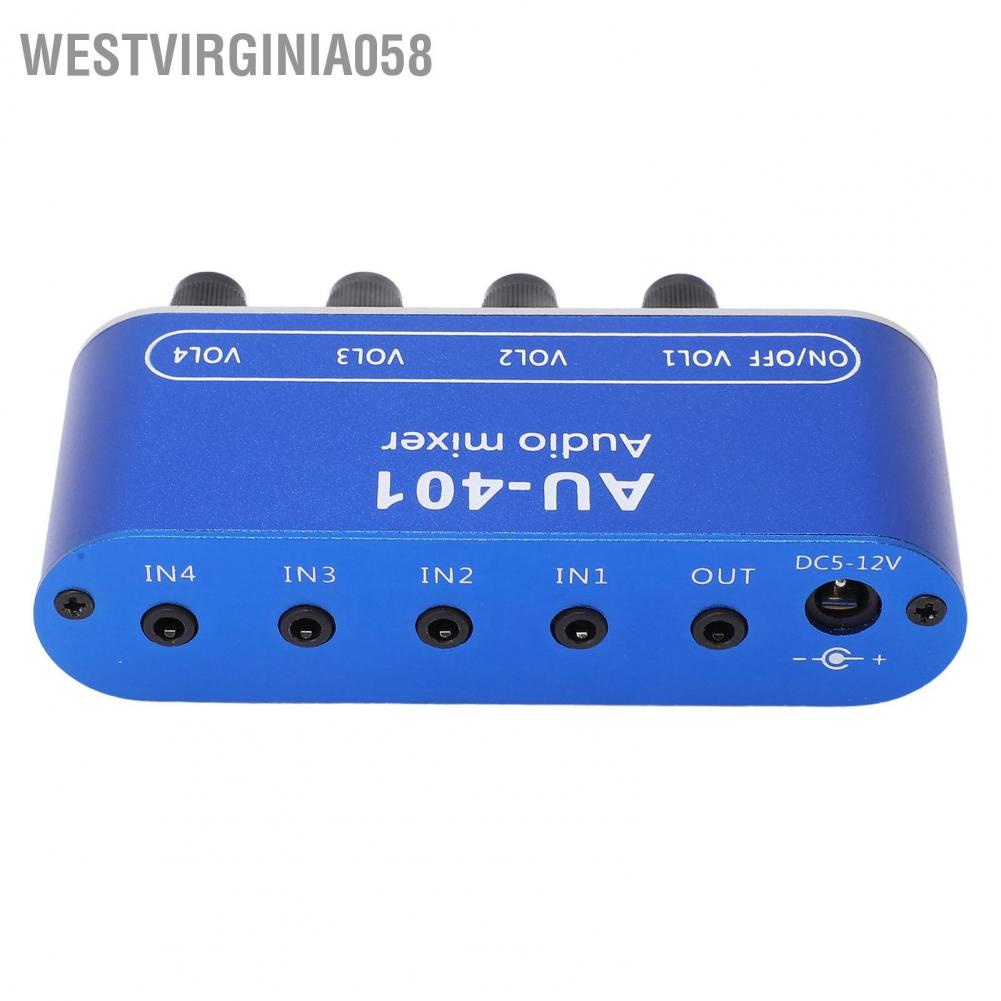 Westvirginia058 4 Đầu vào 1 ra Bộ trộn âm thanh Bảng nổi khuếch đại tai nghe DC 5‑12V Giắc cắm 3 5 mm