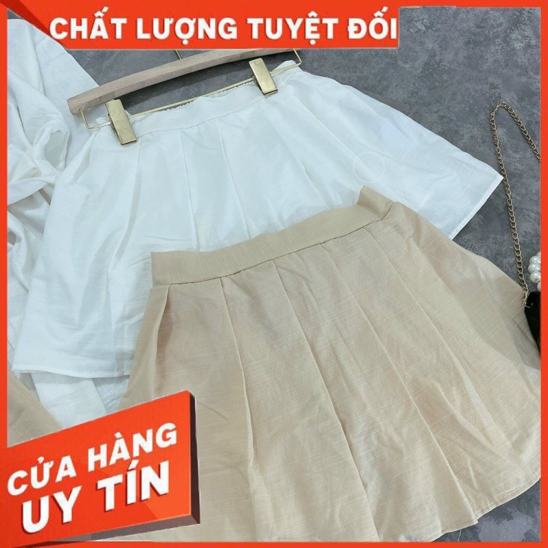Sét Sơ Mi Dấu Quần Mix Chân Váy Xếp Ly [ 𝐅𝐑𝐄𝐄 𝐒𝐇𝐈𝐏 ] + Kèm Dây Thắt Eo . Chất Đũi Xước Quảng Châu Mềm Mại  ạ