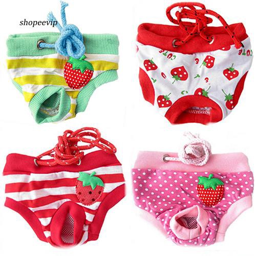 Quần tã dây rút ngắn vệ sinh sinh lí thiết kế dâu tây đáng yêu cho cún cái trang trí tết