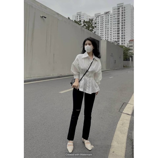 Áo Sơ Mi Tay Bồng Chiết Eo Siêu Xinh_Xưởng May Quang Anh
