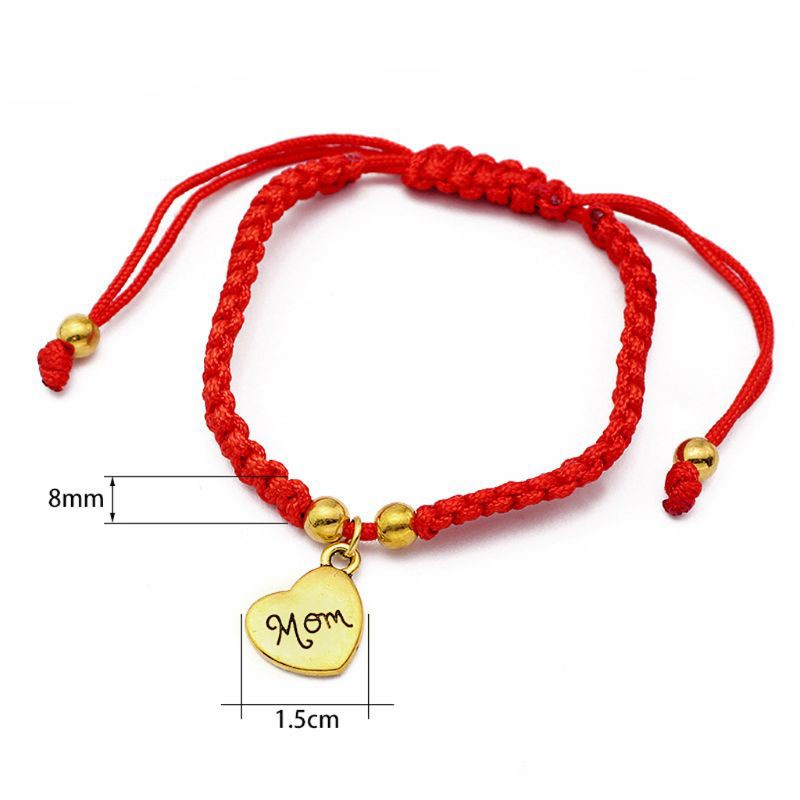 Vòng Tay Dây Bện Màu Đỏ May Mắn Làm Quà Tặng Ngày Của Mẹ