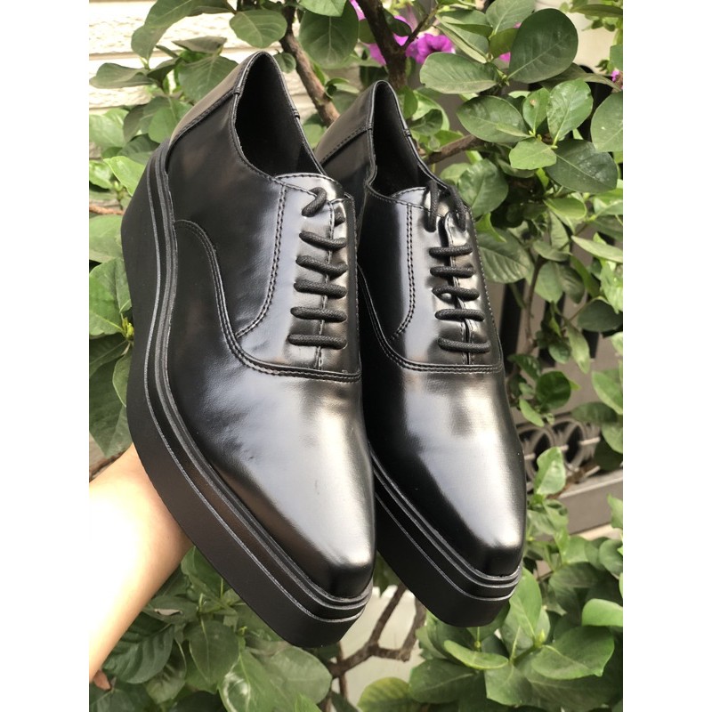Giày VNXK chính hãng zara giày bánh mì mũi nhọn đen cao 5cm :