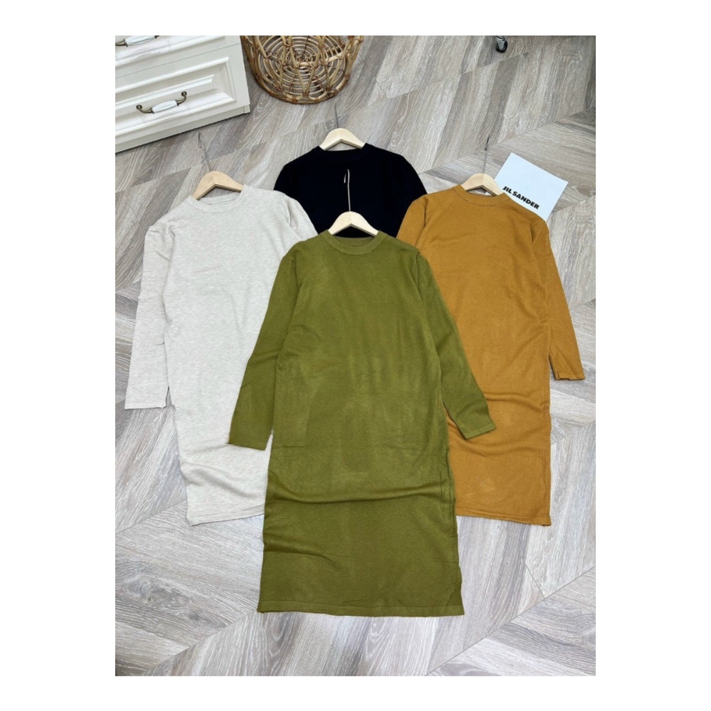 Đầm len váy suông len tay dài len thỏ siêu phẩm mùa thu đông 2022