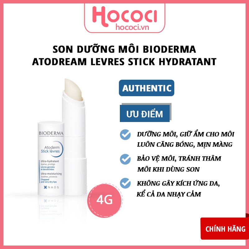 ✅[CHÍNH HÃNG] Sáp Dưỡng Môi Bioderma Atoderm Stick Levres 4G