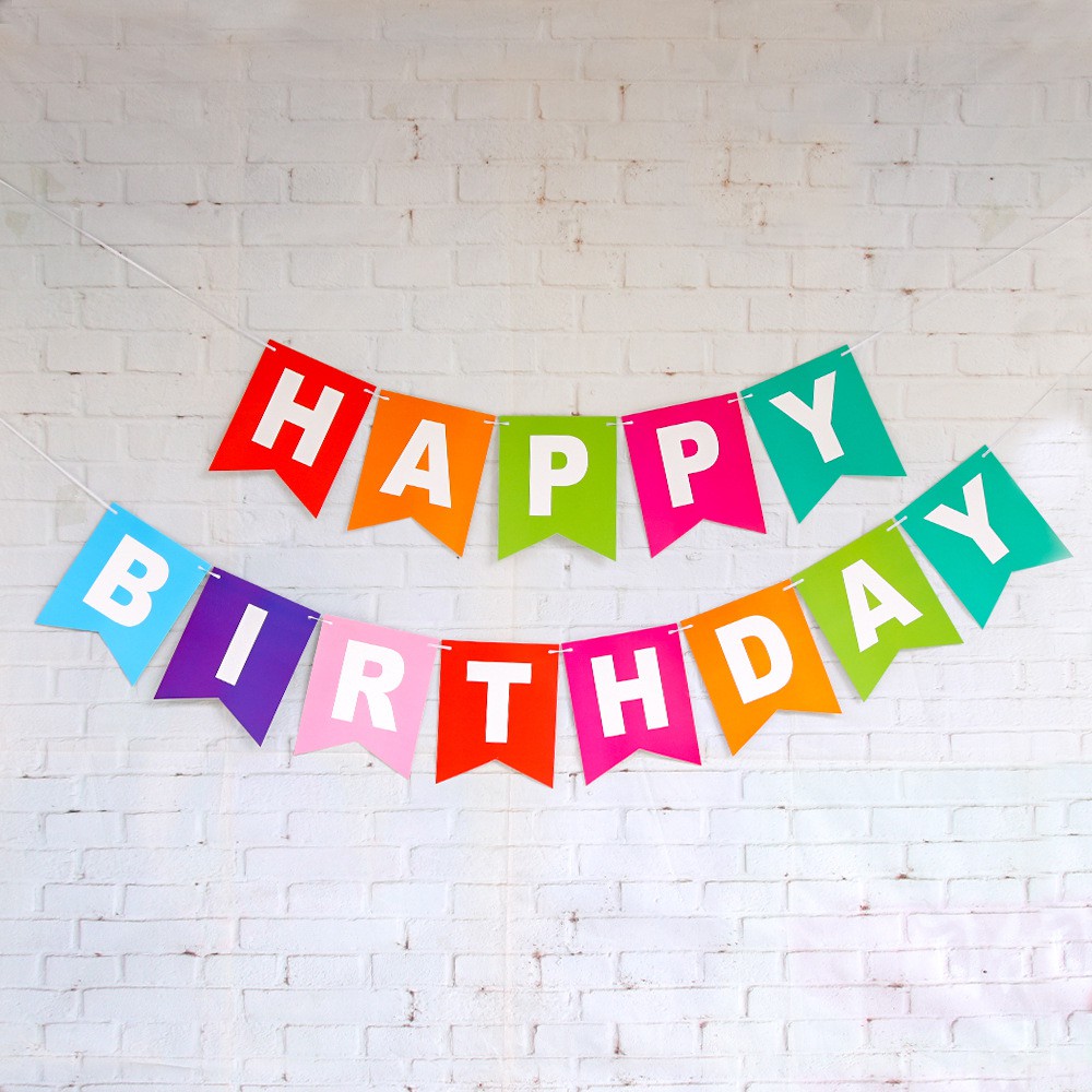 Dây chữ Happy Birthday trang trí sinh nhật ép kim đuôi cá treo tường HAPPYKID DCHBPD