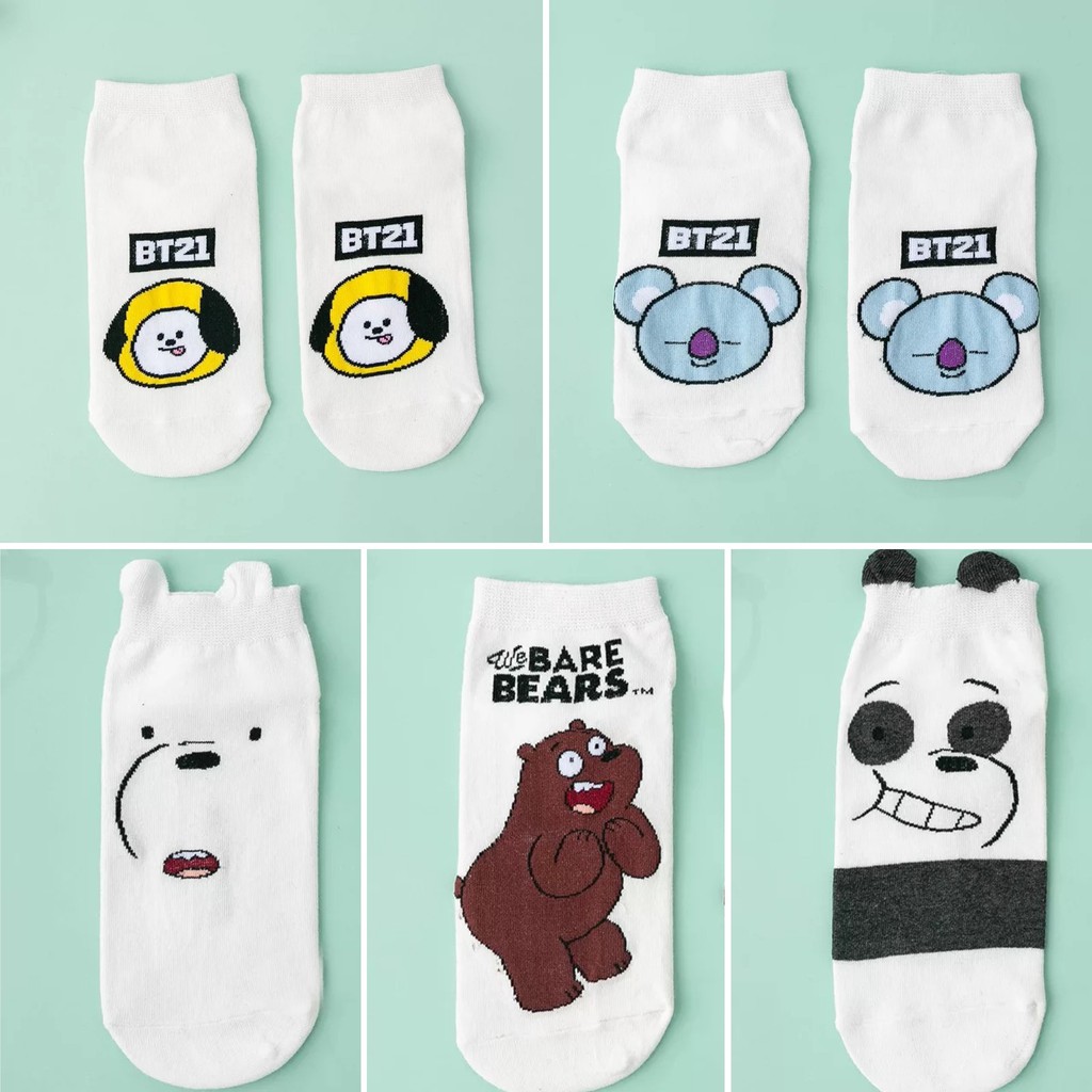 Vớ Tất Ngắn Bts - We’re Bare Bear - Noname Cổ Ngắn Hoạt Hình Phong Cách Nhật Hàn Ulzzang Dễ Thương Trendy Hottrend Cute