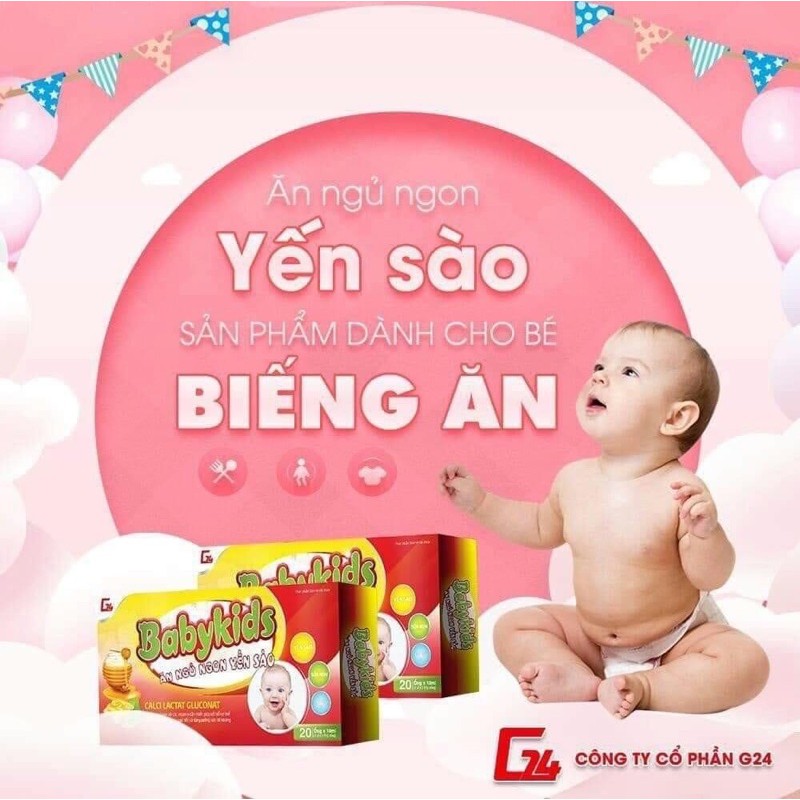 Combo 5 hộp Babykids ăn ngủ ngon yến sào bé khỏe mạnh mau lớn tăng kg đều