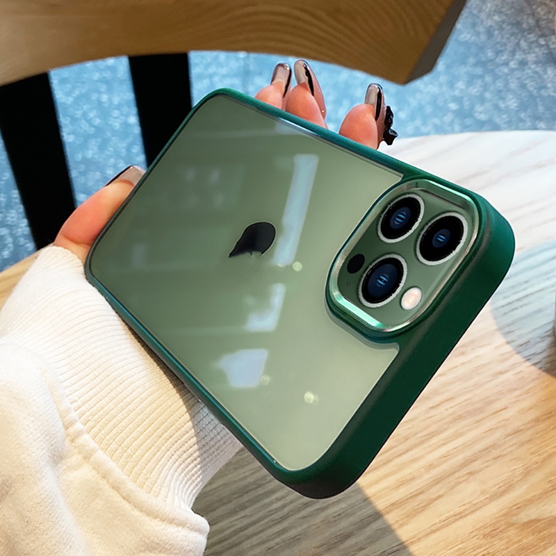 Ốp Điện Thoại Silicon Trong Suốt Viền Kim Loại Sang Trọng Chống Sốc Cho iPhone 13 12 Mini 11 Pro XS Max XR X 7 8 Plus