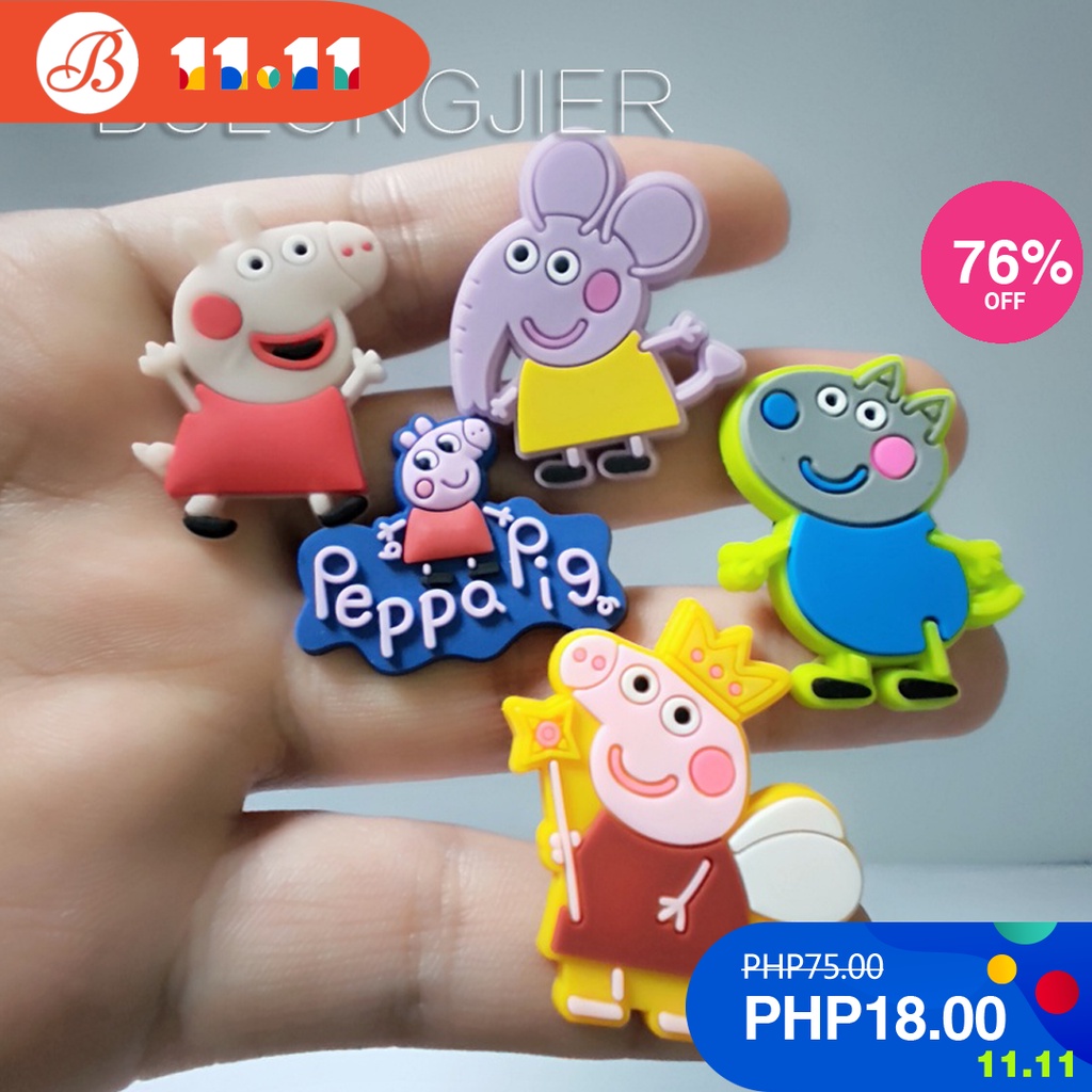 Crocs Nút Bấm Hình Heo peppa Nhiều Màu Sắc Dễ Thương Trang Trí Giày diy