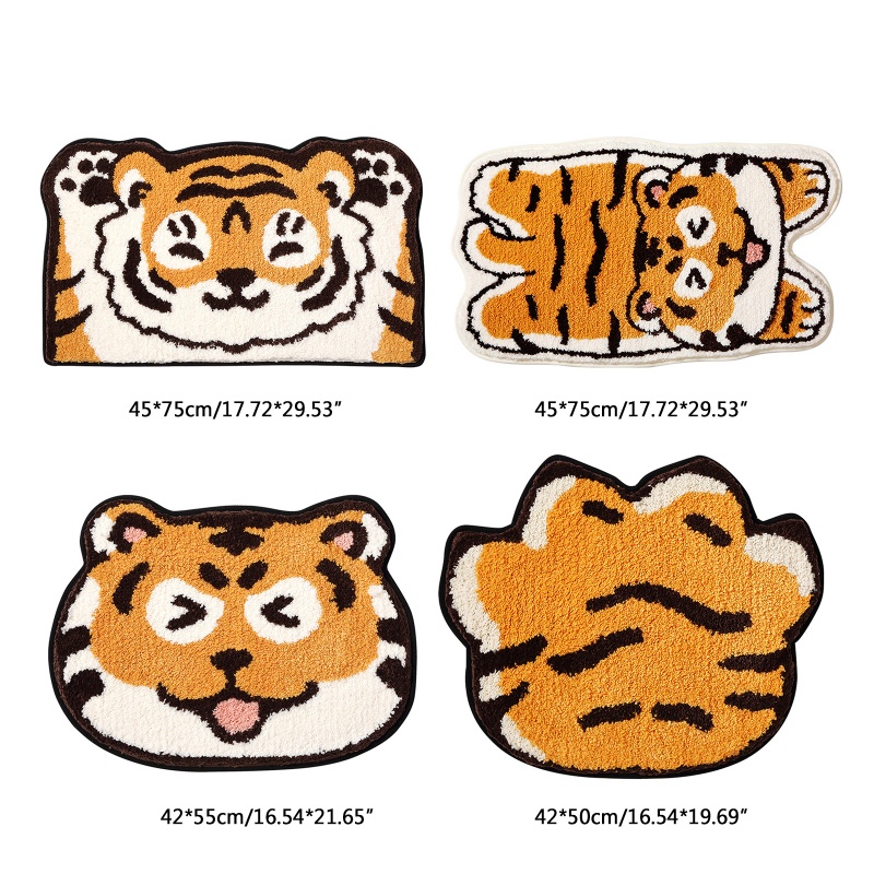 Thảm Chùi Chân Siêu Thấm Nước, Chống Trượt Với Họa Tiết Hình Con Hổ Theo Phong Cách Hoạt Hình