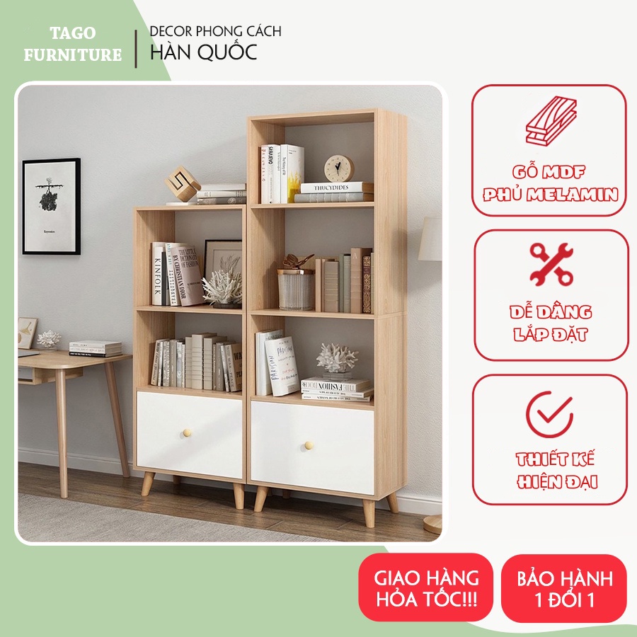 Kệ gỗ Bắc Âu, tủ gỗ đa năng nhiều tầng tiện lợi lắp ghép dễ dàng có tủ để đồ gỗ MDF phủ Melamine TAGO ND18