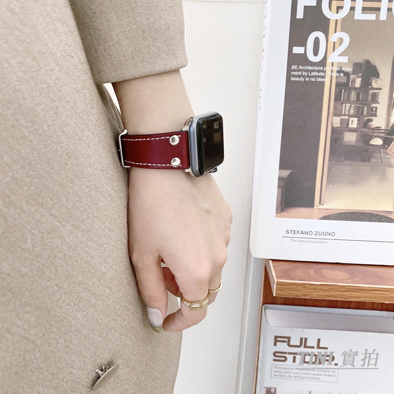 Dây Đeo Da Thay Thế Cho Đồng Hồ Thông Minh Apple Series 7 6 5 4 3 2 1 SE 38/41/40/42 44mm 45mm