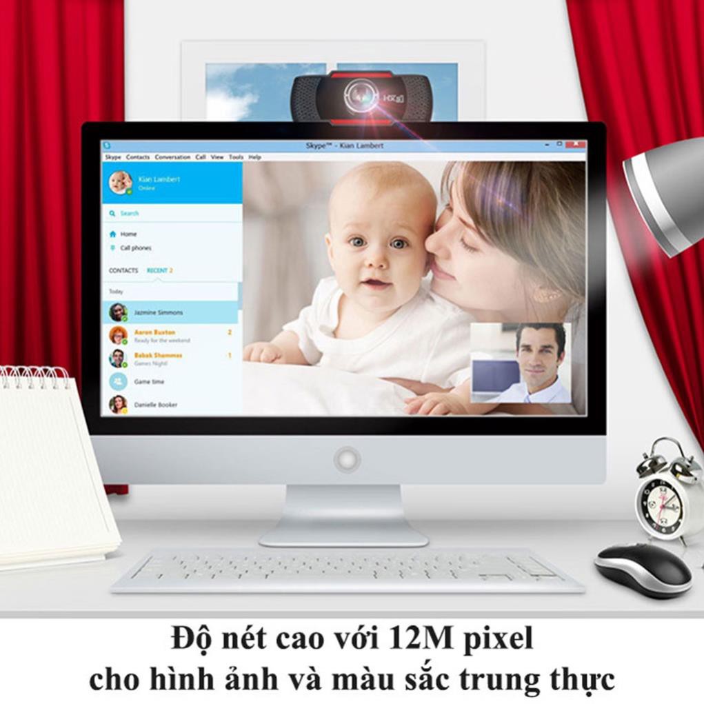 Webcam pc laptop HXSJ S20 học online,trực tuyến tích hợp Mic truyền tải HA âm thanh trung thực | BigBuy360 - bigbuy360.vn
