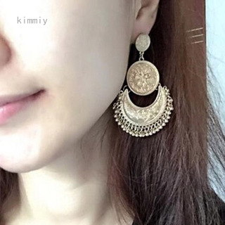 Bông tai mạ vàng/bạc chạm khắc phong cách boho cổ điển