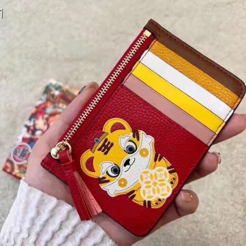 Ví nhỏ cardholder hình hổ vàng 2022 màu đỏ