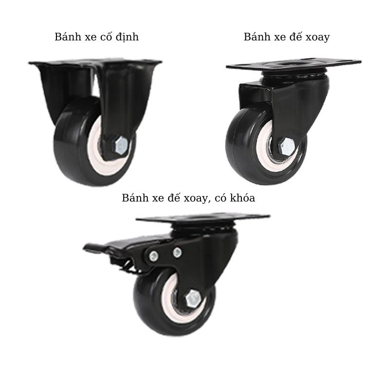 Bánh xe đẩy hàng , bánh xe chịu lực chịu tải nặng lên đến 100kg làm bằng nhựa PVC đặc và thép cứng không gỉ