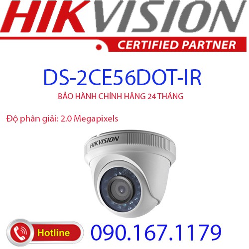 Camera HD-TVI Dome hồng ngoại 2.0 Megapixel HIKVISION DS-2CE56D0T-IR(C)
