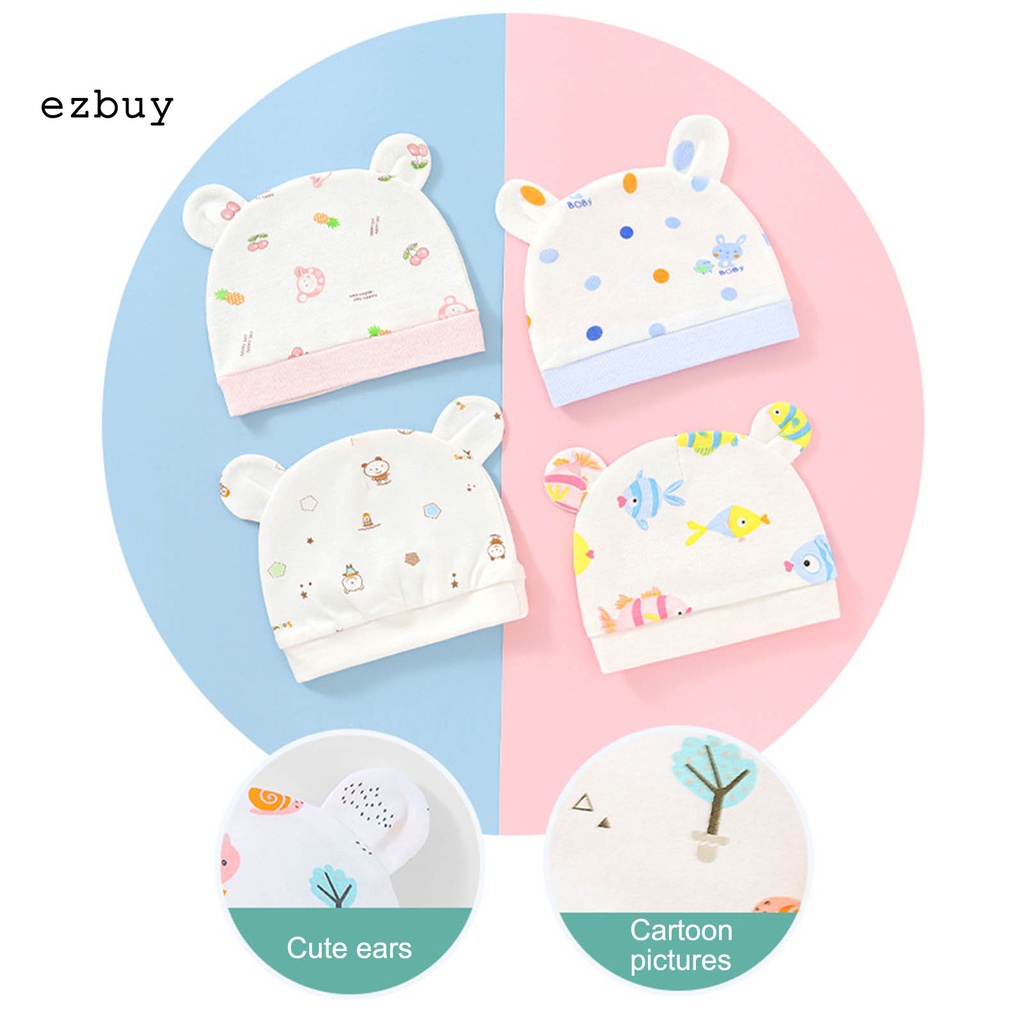 Mũ beanie trùm đầu kiêm găng tay/chân thấm hút mồ hôi thời trang cho bé sơ sinh