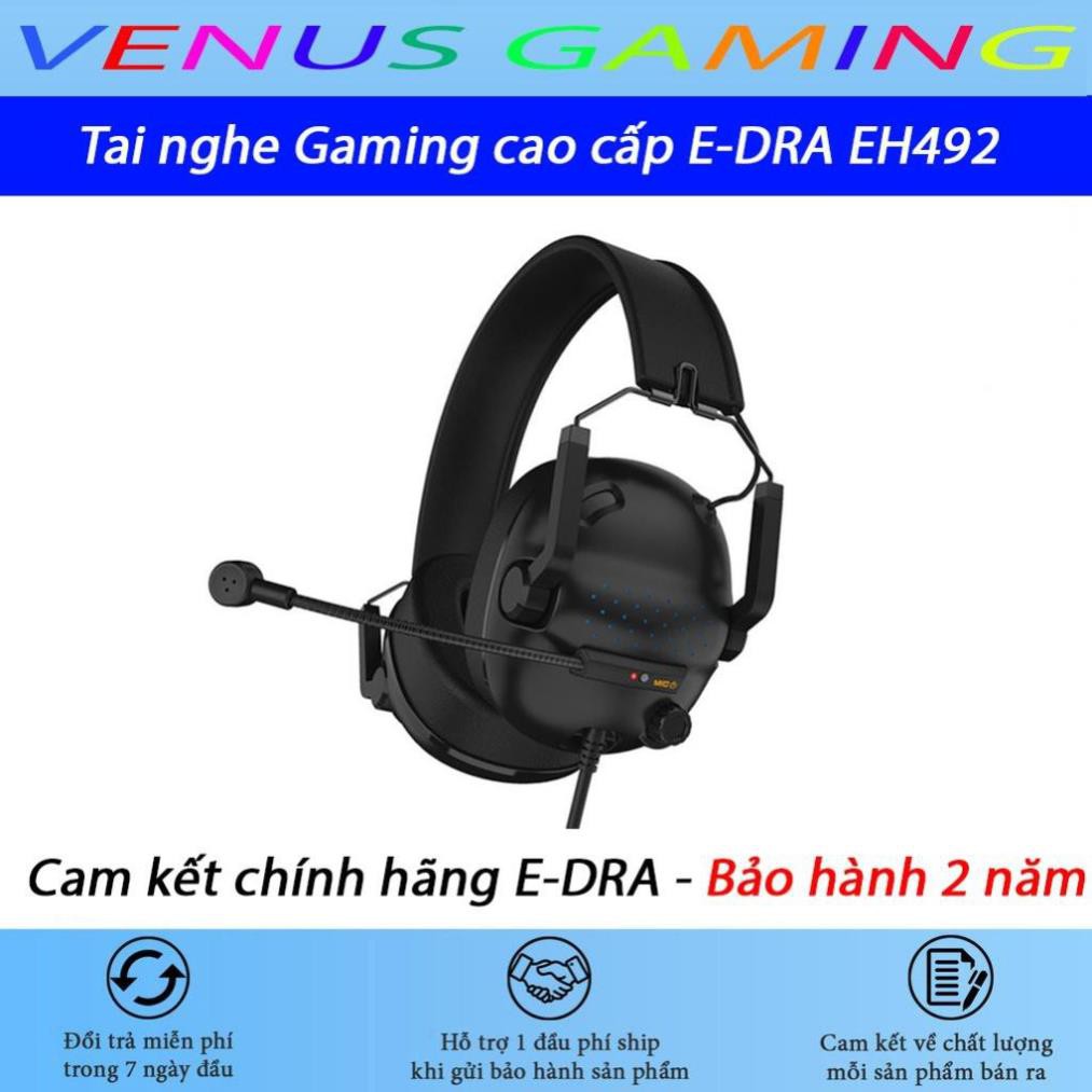 [Cao Cấp] Tai nghe Gaming E-DRA EH492 - Kiểu Tai nghe phi công - Âm thanh siêu sống động - Chính hãng - Bảo hành 2 năm