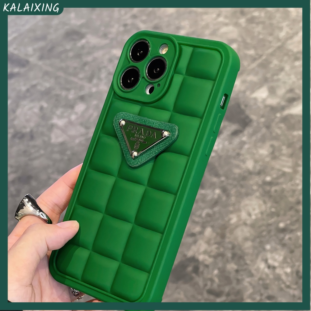 PRADA Ốp Điện Thoại Mềm Thiết Kế Hình Tam Giác 3D Cho iPhone 14 Pro Max 13 Pro Max 12 11 Pro Max Xs Max Xr X Xs