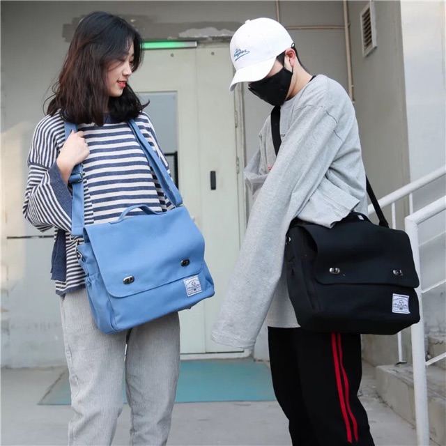 túi đeo chéo đi học vải bố siêu chất , đeo hai dáng ulzzang unisex