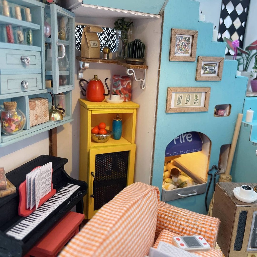Mô Hình Gỗ 3D Lắp Ráp ROBOTIME DIY Dollhouse Nhà Tí Hon Joy's Peninsula Living Room DG141