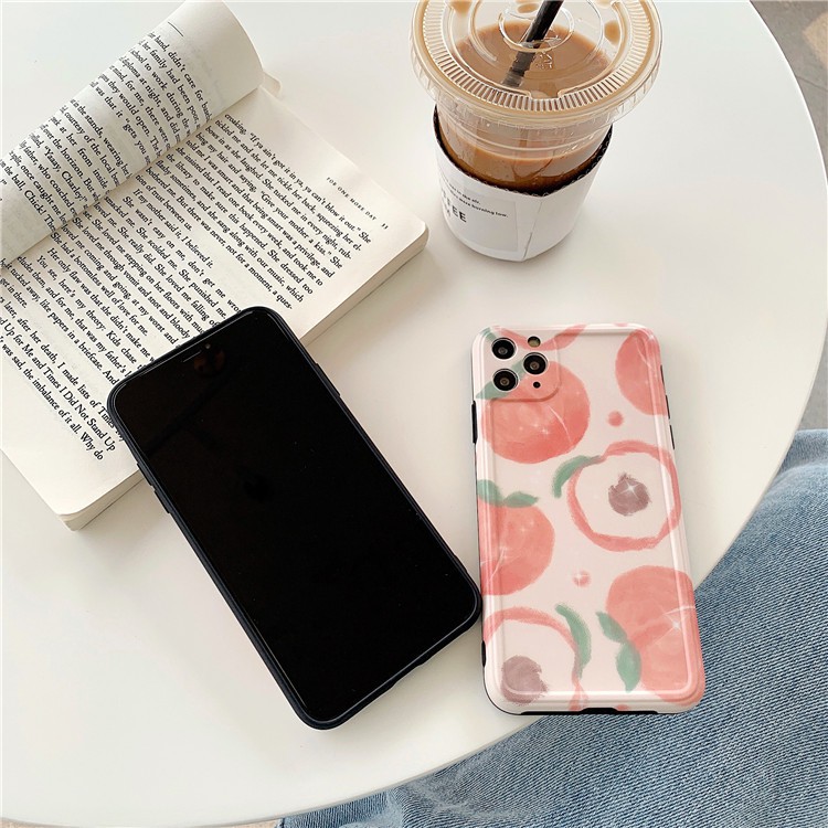 Ốp điện thoại IMD mềm in họa tiết quả đào màu hồng bảo vệ ống kính máy ảnh cho iPhone 11 Pro Max X Xs Max XR 8 7 Plus | BigBuy360 - bigbuy360.vn