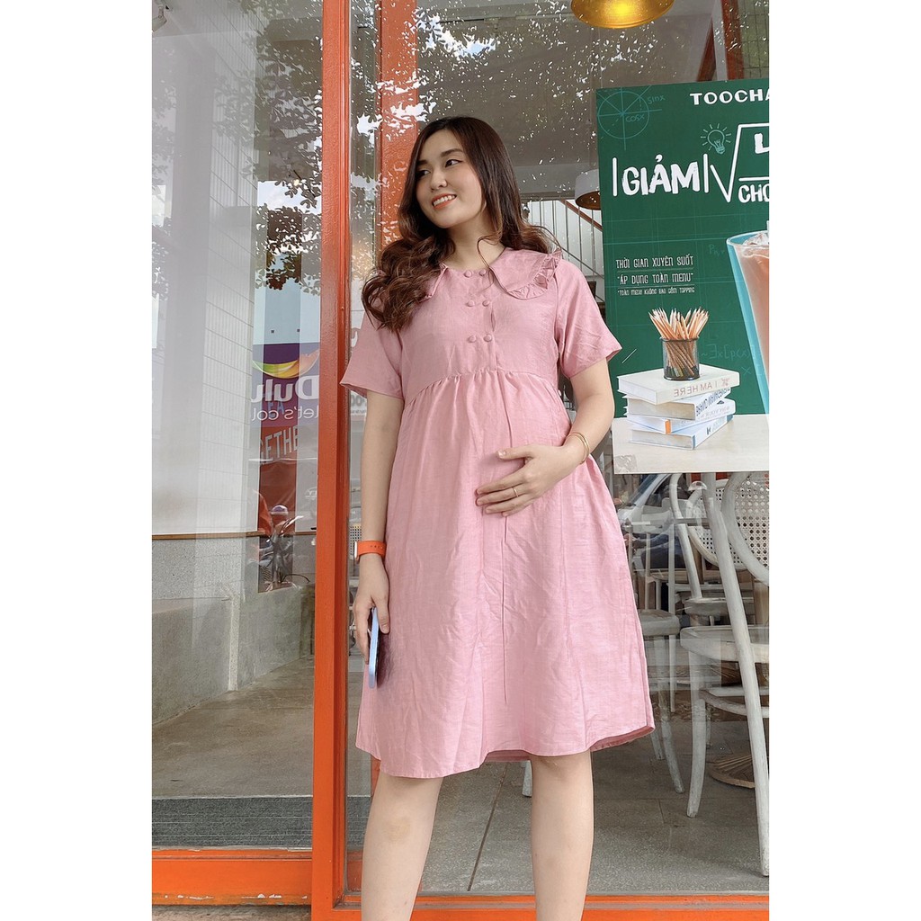 Đầm cổ sen BD cúc đôi