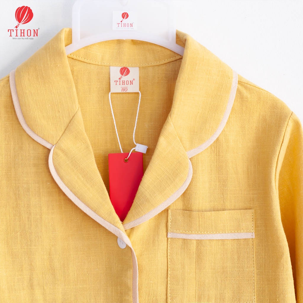 Bộ Pijama Bé Gái TIHON Chất Liệu Linen Mềm Mại, Xinh Xắn SET0850135