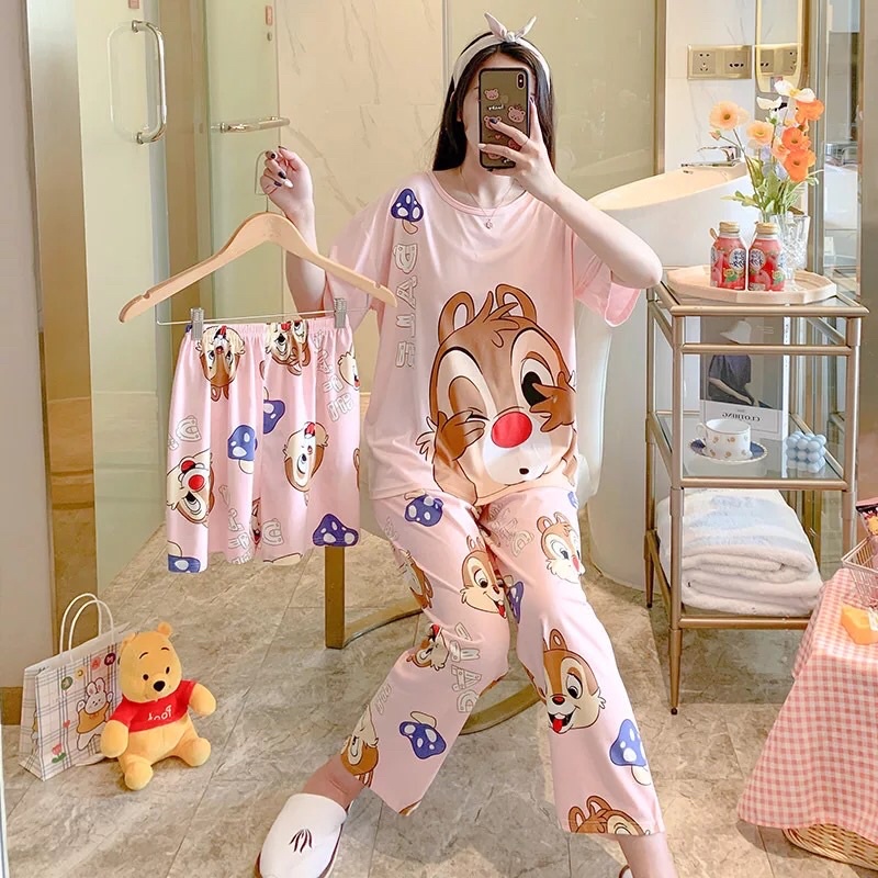 Set Đồ Mặc Nhà 3 Món Nhiều Hình Dễ Thương Chất Cotton Cực Mát FREESHIP50K beechanstore