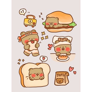Tấm nhãn dán sticker gấu nâu cute pho mai que