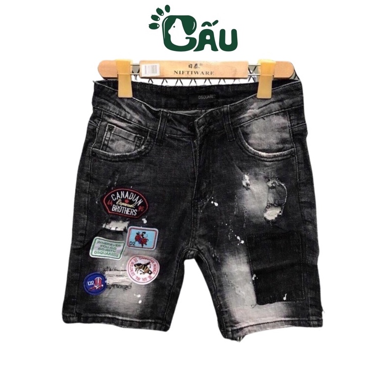 Quần short jean nam Gấu 194 vải jeans bò co dãn, mềm mịn form slimfit -3309