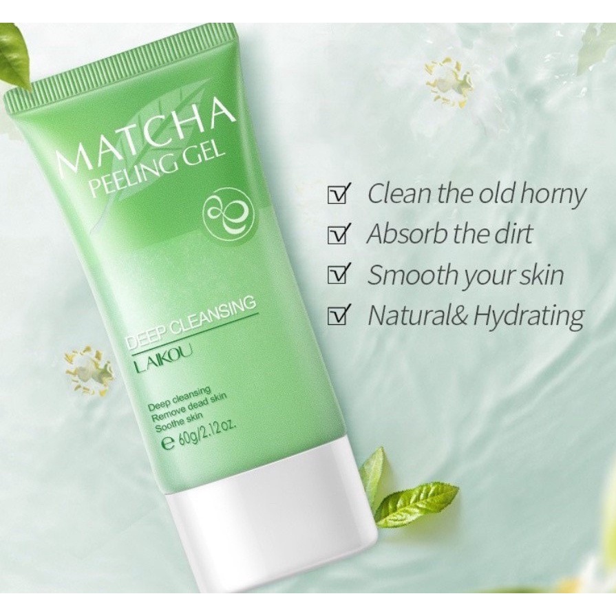 Tẩy Tế Bào Chết Laikou 60g Chiết Xuất Matcha Trà Xanh Giúp Dưỡng Ẩm Và Làm Trắng Da mặt